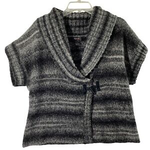 Style & Co Cardigan‎ Womens XL Gray Collared Cap Sleeve Toggle Button Sweater